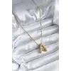 316L Çelik Gold Renk Bubble A Harf Model Kadın Kolye 5886