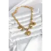 316L Çelik Gold Renk Charmlı Model Kadın Kolye