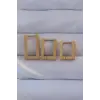 316L Çelik Gold Renk Dikdörtgen Küpe Seti