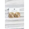 316L Çelik Gold Renk Düğme Model Kadın Küpe