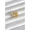 316L Çelik Gold Renk Hasır Model Kadın Yüzük