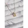 316L Çelik Gold Renk Kare Charm Model Kolye