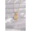 316L Çelik Gold Renk Karışık Mineli Ay Figür Tarot Kolye