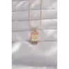 316L Çelik Gold Renk Karışık Mineli Ay Figür Tarot Kolye