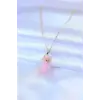 316L Çelik Gold Renk Kristal Pembe Taş Model Kadın kolye