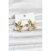 316L Çelik Gold Renk Lotus Çiçeği Model Kadın Küpe