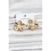 316L Çelik Gold Renk Lotus Çiçek Model Kadın Küpe