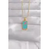 316L Çelik Gold Renk Mavi Mineli Tarot Kolye
