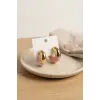 316L Çelik Gold Renk Pembe Halka Model Kadın Küpe