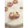 316L Çelik Gold Renk Pembe Halka Model Kadın Küpe