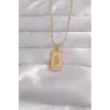316L Çelik Gold Renk Pembe Mineli El Figür Tarot Kolye