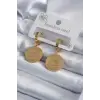 316L Çelik Gold Renk Pentagram İşleme Model Kadın Küpe