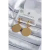 316L Çelik Gold Renk Pentagram İşleme Model Kadın Küpe