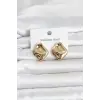 316L Çelik Gold Renk Plaka Model Kadın Küpe