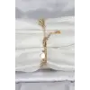 316L Çelik Gold Renk Pullu Model Kadın Bileklik 5886