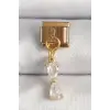 316L Çelik Gold Renk Sallantı Zirkon Taşlı Kurdele Model Nomination Charm