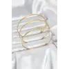 316L Çelik Gold Renk Simli Model Ajda 65 mm Kadın Bileklik 5886