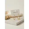 316L Çelik Gold Renk Tırtıklı Dikdörtgen Halka Model Küpe
