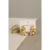 316L Çelik Gold Renk Vintage 3D Dalgalı Model Küpe