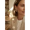 316L Çelik Gold Renk Vintage 3D Dalgalı Model Küpe