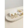316L Çelik Gold Renk Vintage Trapez Model Küpe