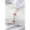 316L Çelik Gümüş Renk Pembe Baby Boy Yonca Kadın Bileklik