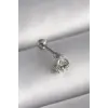 316L Çelik Gümüş Renk Üçgen Zirkon Taşlı Tragus Piercing