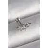 316L Çelik Gümüş Renk Zirkon Taşlı Çiçek Tragus Piercing