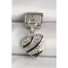 316L Çelik Gümüş Renk Zirkon Taşlı Kalp Model Nomination Charm