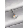 316L Çelik Gümüş Renk Zirkon Taşlı Kalp Tragus Piercing