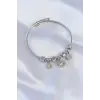 316L Çelik Gümüş Renk Zirkon Taşlı Model Charm Bileklik
