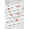 316L Çelik Zincir Gold Pembe Renk Yonca Kadın Kolye