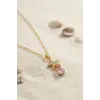 316L Çelik Zincir Gold Renk Yıldız Model Pembe Damla Taş Model Kolye