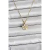 316L Çelik Zincir Gold Renk Yonca Model Kadın Kolye