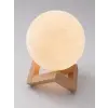 3D Ay Gece Lambası Ahşap Standlı Dekoratif LED Masa Lambası