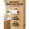 3’lü Yapışkanlı WC Kağıtlığı Siyah Rulo Tutucu Banyo ve Mutfak Kullanımı