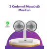 4 Kademeli Hız Ayarlı USB Şarjlı Çift Taraflı Masaüstü Vantilatör