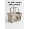 4lü Gri Mutfak Düzenleyici Kulplu Sepet Banyo Çamaşır Organizer Seti
