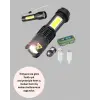 4 Modlu USB Şarjlı LED El Feneri Kamp ve Outdoor