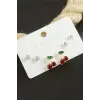 6 Adet Kiraz Zirkon Taşlı Küpe