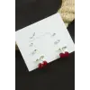 6 Adet Kiraz Zirkon Taşlı Küpe