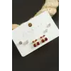 6 Adet Kiraz Zirkon Taşlı Küpe