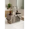 6lı Gri Çok Amaçlı Organizer Sepet Kulplu Mutfak Banyo Saklama Seti