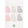 6Lı Silikonlu Babet Penye Çorap 30101 Pembe Ekru Gri
