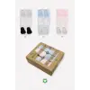 6Lı Silikonlu Babet Penye Çorap 30101 Pembe Ekru Gri