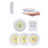 Yapışkanlı 3lü Spot Led Işık Lamba Montajsız Pilli Uzaktan Kumandalı