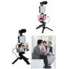 Telefon Tutucu Led Işıklı Kumandalı Mikrofon Telefon Vlog Video Kayıt