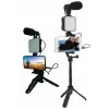 Telefon Tutucu Led Işıklı Kumandalı Mikrofon Telefon Vlog Video Kayıt