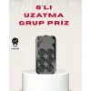 6’lı Grup Priz Termal Korumalı USB Type-C Çoklu Priz 2 Metre Kablo