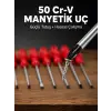 7li Düz ve Yıldız Tornavida Seti Çelik Manyetik Uçlu